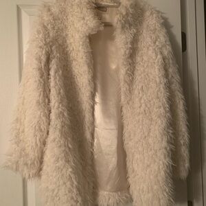 Women's Cream Faux Fur Coat by Forever21.
